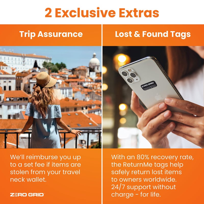 Zero Grid حامل جواز سفر للعائلة حتى 6 جوازات سفر، محفظة جواز سفر كبيرة وحامل مستندات سفر متميز مع حماية من سرقة RFID - 7 أكمام إضافية لحماية RFID - ظل - Image 4