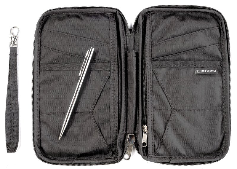 Zero Grid حامل جواز سفر للعائلة حتى 6 جوازات سفر، محفظة جواز سفر كبيرة وحامل مستندات سفر متميز مع حماية من سرقة RFID - 7 أكمام إضافية لحماية RFID - ظل - Image 1