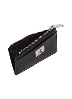CALVIN KLEIN Women's Ck Plaque Zipped Cardholder - Faux Leather, Black  - Image 3