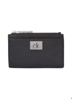 CALVIN KLEIN Women's Ck Plaque Zipped Cardholder - Faux Leather, Black  - Image 1