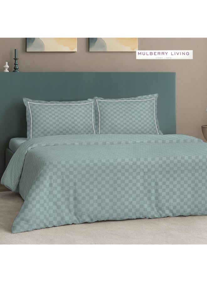MULBERRY LIVING طقم غطاء لحاف حضري شبكي قطن % بنسيج  خيط - غطاء لحاف  ×  سم، شرشف سرير ملكي  ×  ×  سم مع  غطاء وسادة  ×  سم - رمادي فضي - Image 5