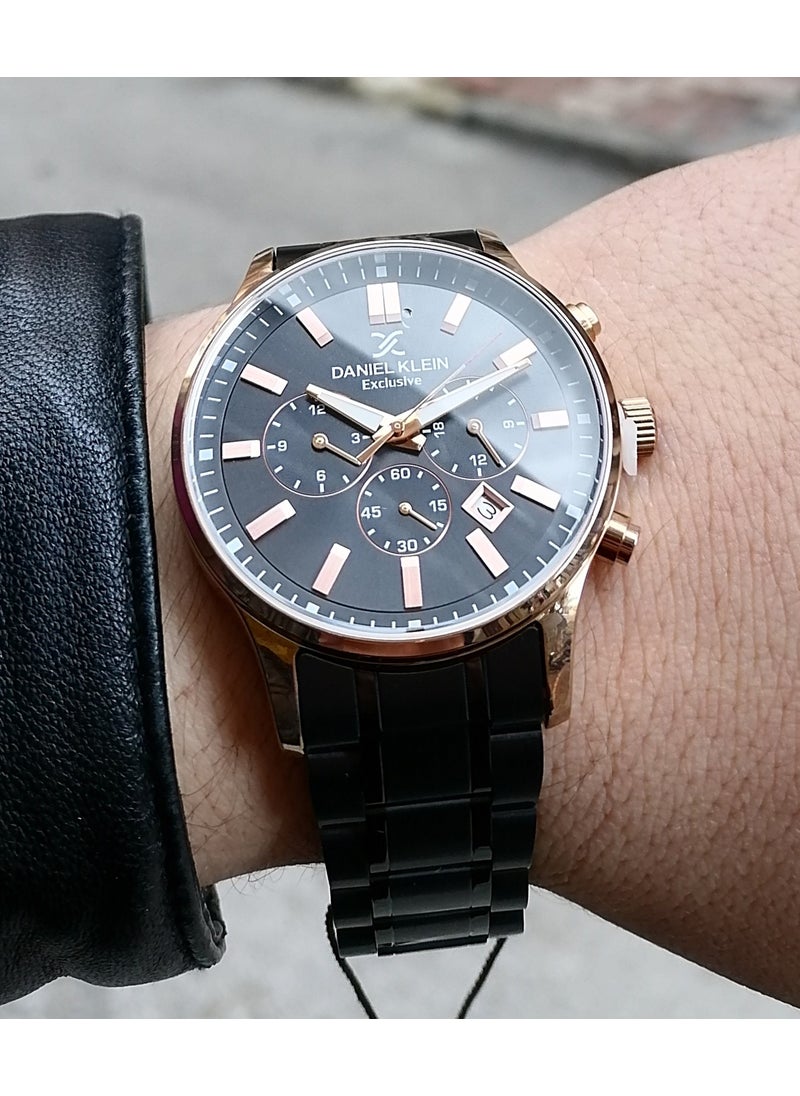 DANIEL KLEIN Black Steel Strap Men's Waterproof Wristwatch  - Image 4