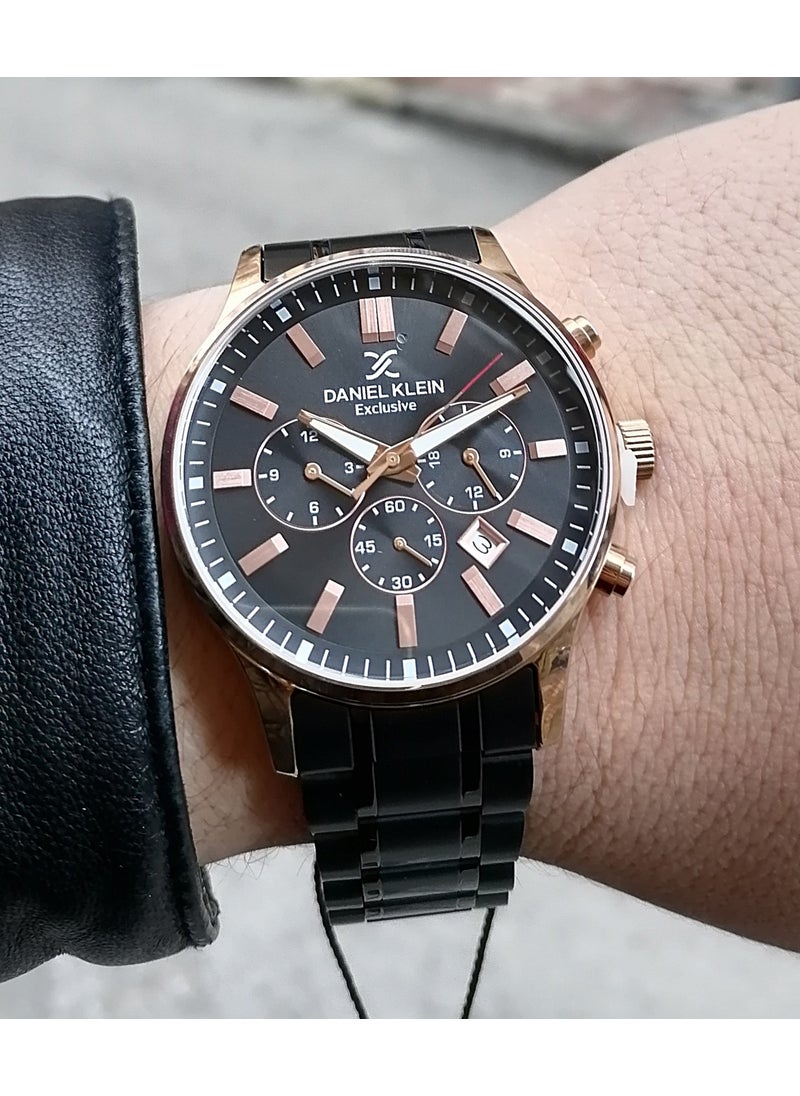 DANIEL KLEIN Black Steel Strap Men's Waterproof Wristwatch  - Image 2