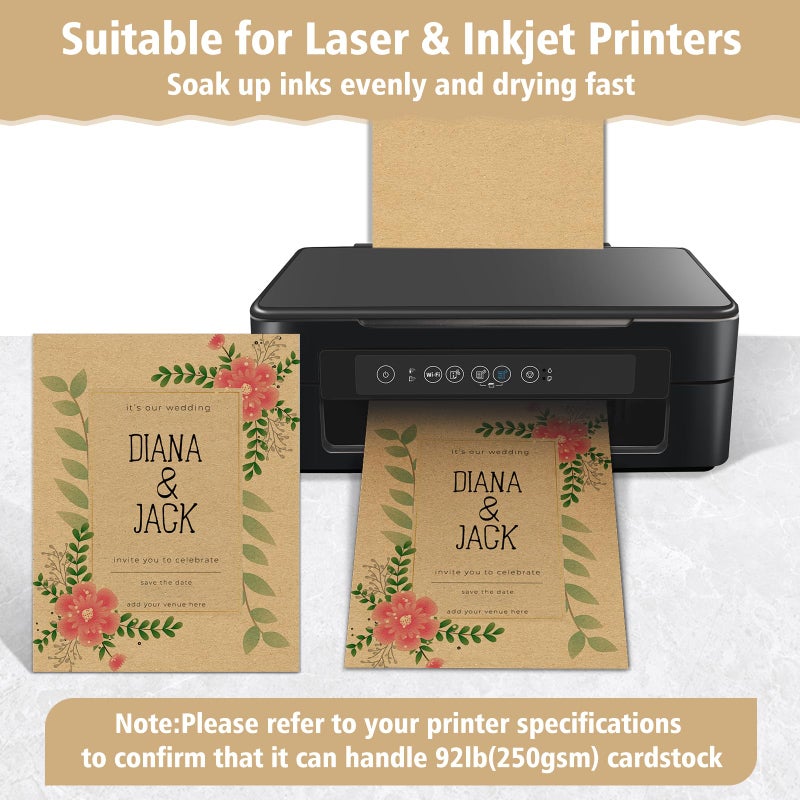 FloraSea 25 Sheets Brown Cardstock 8.5 x 11, 92lb/250gsm Kraft Card Stock Paper, Heavy Cardstock Printer Paper for Invitations, Scrapbooking, Crafts, DIY Cards - Image 4