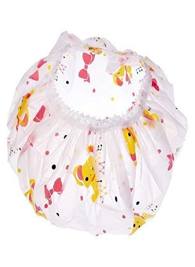 CONNECTWIDE® 6 Pieces Waterproof EVA Shower Cap, Elastic Reusable Bathing Hair Cap, Beauty Salon Spa Shower Caps Lace Elastic Band Flower Printed Hat Environmental Protection Hair Bath Caps - Image 2