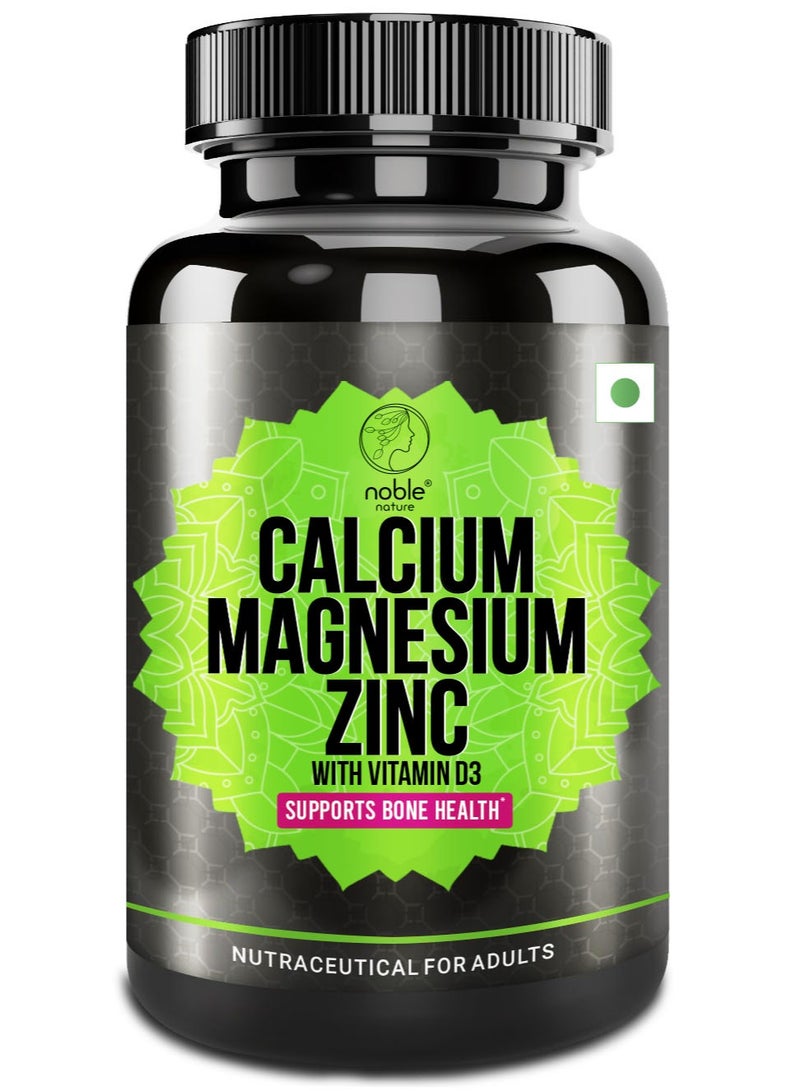 noble nature Calcium Magnesium Zinc with Vitamin D3 - 90 Veg Tablets - Supports Bone Health - Image 1
