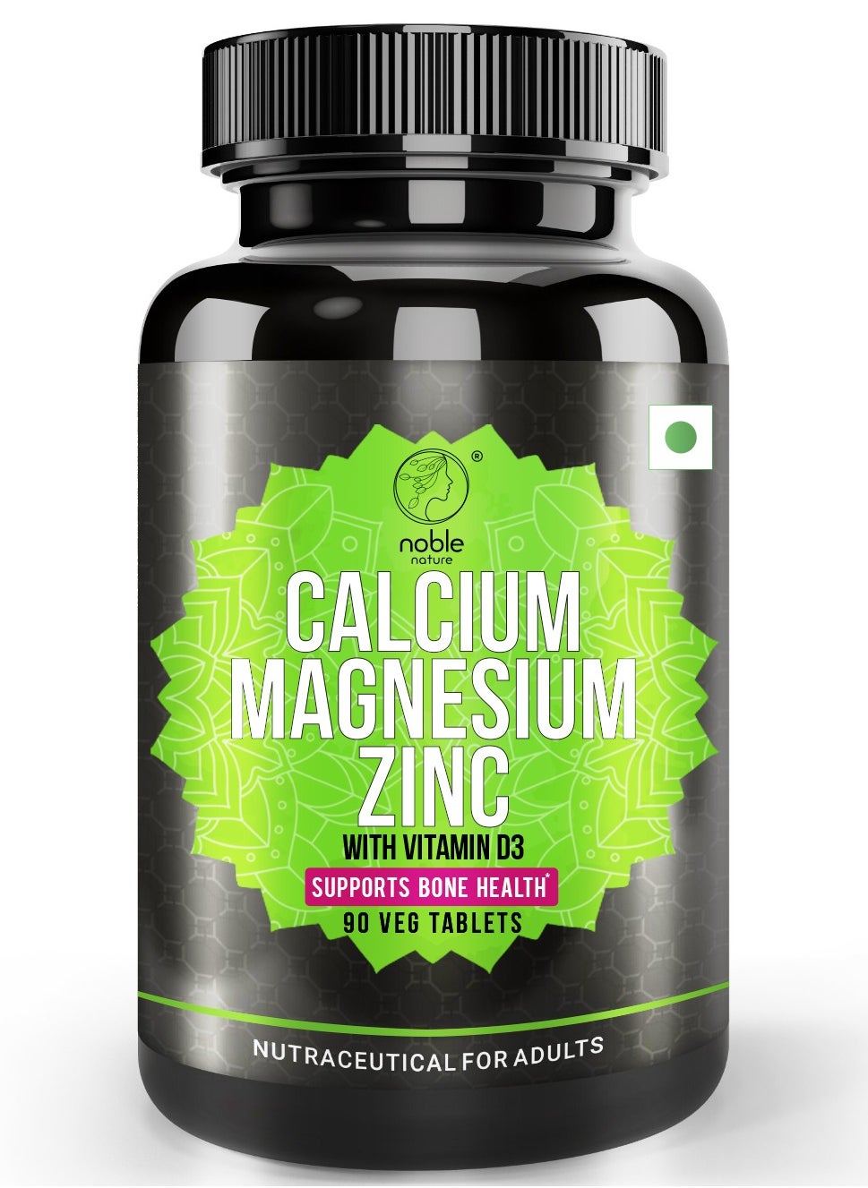 Calcium Magnesium Zinc with Vitamin D3 - 90 Veg Tablets - Supports Bone Health 