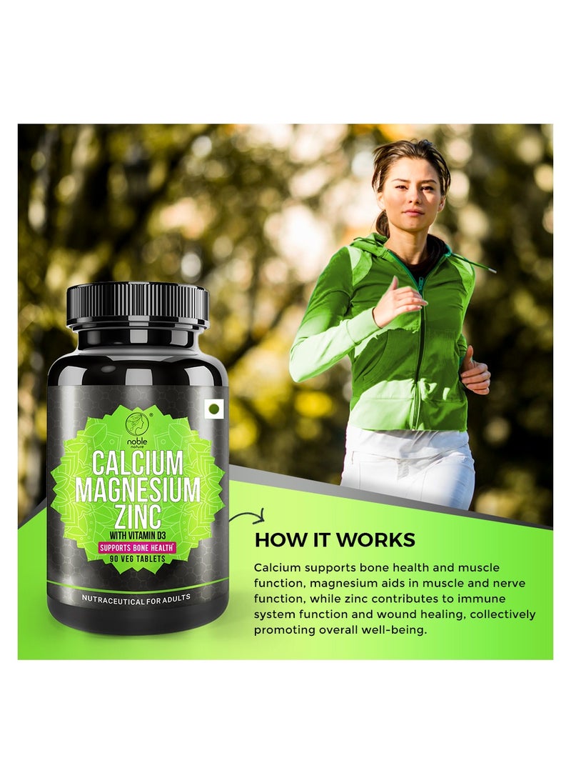 noble nature - Calcium Magnesium Zinc with Vitamin D3 - 90 Veg Tablets - Supports Bone Health - Image 1