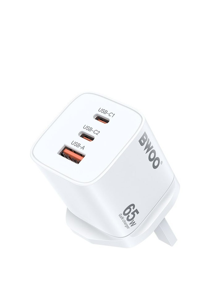 BWOO - Bwoo Super fast Wall Charger, Fast Charger 65W Gan 3 in 1,Fast Charger for Iphone, Ipad, Iwatch, Samsung, Vivo, Oppo Etc - Image 1
