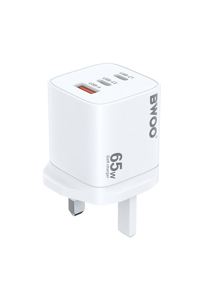 BWOO - Bwoo Super fast Wall Charger, Fast Charger 65W Gan 3 in 1,Fast Charger for Iphone, Ipad, Iwatch, Samsung, Vivo, Oppo Etc - Image 1