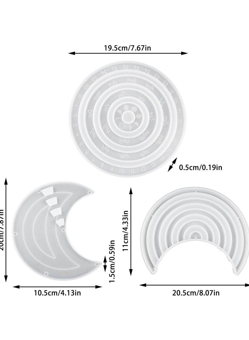 GGOOT Moon Resin Mold - Moon Calendar Silicone Resin Mold,Rotatable Circular Wall Hanging Silicone Mold For DIY Crafts Home Decor Casting Tools  - Image 4