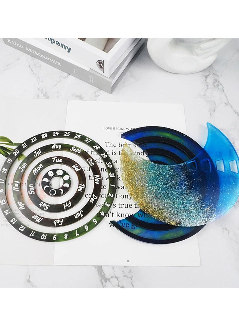 GGOOT Moon Resin Mold - Moon Calendar Silicone Resin Mold,Rotatable Circular Wall Hanging Silicone Mold For DIY Crafts Home Decor Casting Tools  - Image 2