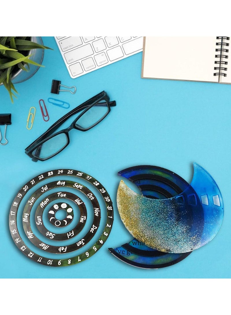 GGOOT Moon Resin Mold - Moon Calendar Silicone Resin Mold,Rotatable Circular Wall Hanging Silicone Mold For DIY Crafts Home Decor Casting Tools  - Image 3