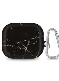 StylePods Case for Airpods 3rd Gen Case With Anti-Lost Keychain - Marble Print Black