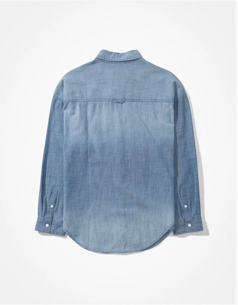 American Eagle  AE Long-Sleeve Denim Button-Up Shirt for Women | Best Price UAE
