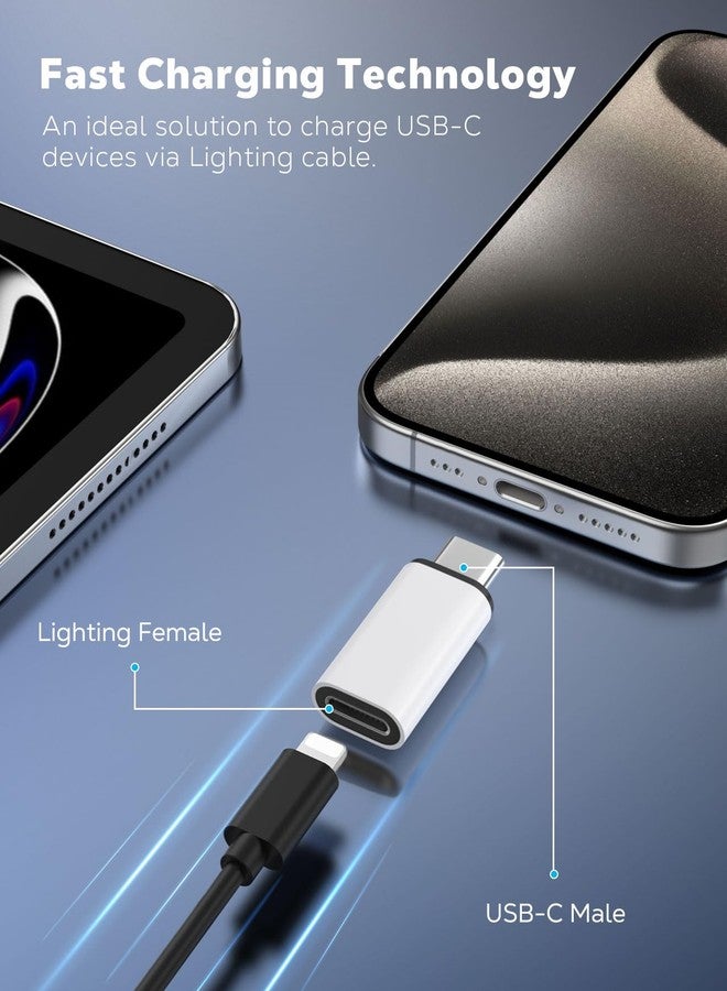 MoKo Lightning to USB C Adapter 2Pack, NOT for Earbuds/Headphones/OTG, USB-C to Lightning Adapter for iPhone 15/16 Pro/16 Pro Max/Plus,Galaxy S24,iPad, ONLY for Charging/Data Sync, White - Image 3
