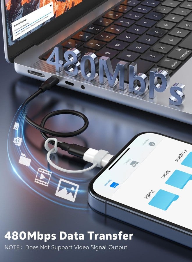 MoKo Lightning to USB C Adapter 2Pack, NOT for Earbuds/Headphones/OTG, USB-C to Lightning Adapter for iPhone 15/16 Pro/16 Pro Max/Plus,Galaxy S24,iPad, ONLY for Charging/Data Sync, White - Image 4