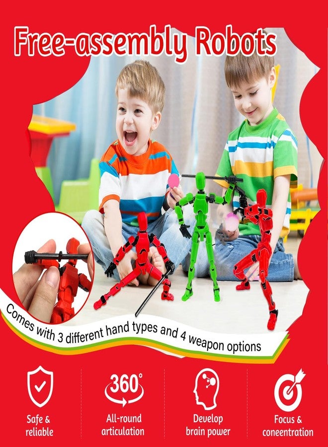 RAMONI 2 Pcs Action Figure, Dummy 13 Action Figure Toys, Polyarticular Movable Titan 13 Action Figure Action, Robot Toy 3D Printed Toys with 7 Accessories for Desktop Decor&Game Lovers - Image 3