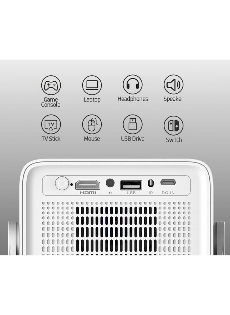 HP 4K Supported Smart Projector 1080p with Wireless Screen Mirroring, 100” Display, WiFi Enabled, Adjustable Swivel Stand, Compact Home Cinema MC425 white - Image 3
