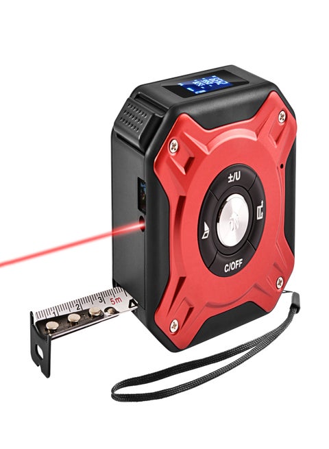 in 1 Tape Measure Digital Ranger Finder 16Ft Measuring Tape 131Ft Rechargeable Multi Function Measure Distance/ Area/ Volume/ Pythagorean, Unit Switching, Data Storage