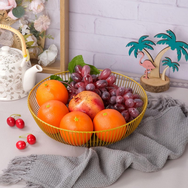 IBWell Gold Wire Fruit Basket Fruit Bowl Kitchen Fruit Basket Stand Fruit Bowls for the Counters Metal Fruit Bowl (Exposure) - Image 4
