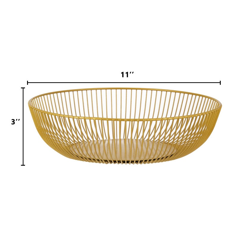IBWell Gold Wire Fruit Basket Fruit Bowl Kitchen Fruit Basket Stand Fruit Bowls for the Counters Metal Fruit Bowl (Exposure) - Image 2