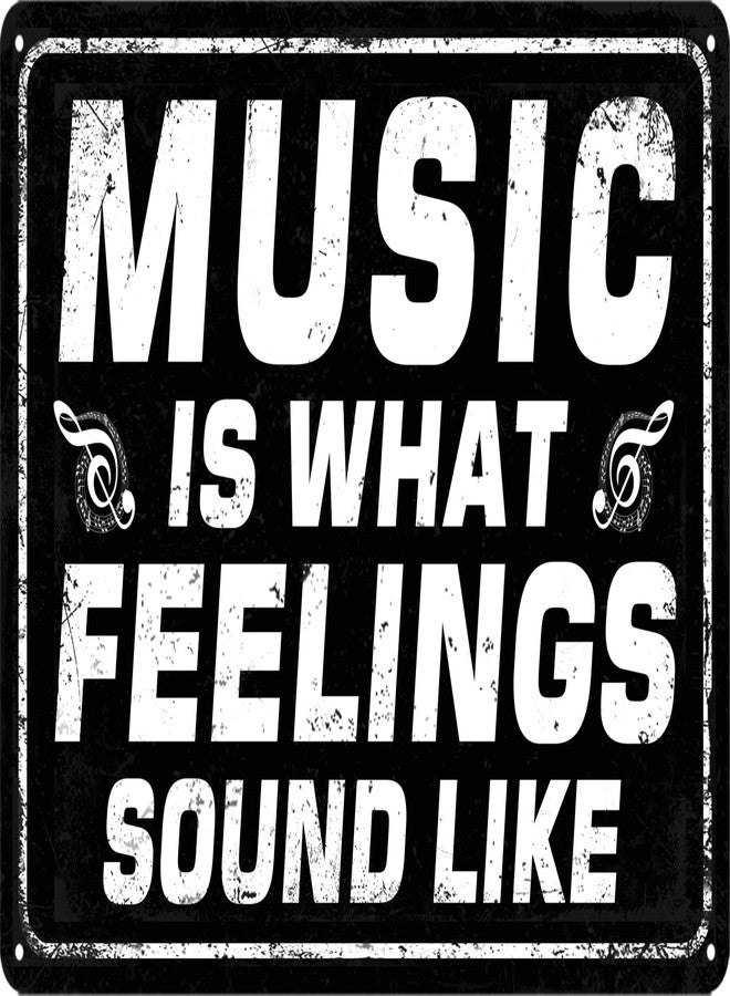 Yoecod Music Wall Decor Metal Tin Signs Vintage Retro Musical Wall Art Coffee Bar Sign Music Room Posters Man Cave Sign Band Decor Vintage Rock Poster Is What Feelings Sound Like Signs 8x12 Inch - Image 1