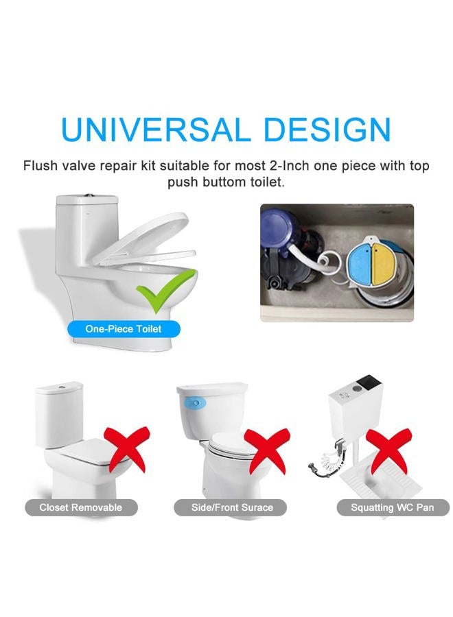 Ziosxin 2 Inch Toilet Flush Valves, Toilet Repair Kit Dual Flush Valve Replacement Fit for One Piece Toilet Top Push Button Valve(One Piece Toilet 8" Height) - Image 5