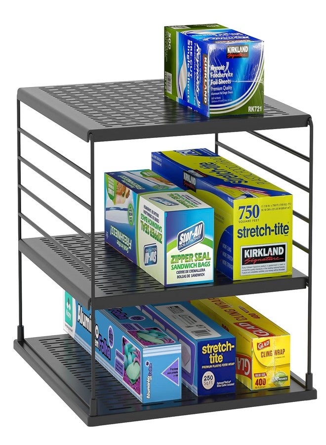 WANCHIY Upgraded Cabinet Organizers and Storage -Divided Compartment Holder for Plastic Bag, Wrap, Foil, Snack and Box for Kitchen and Pantry Organization and Storage, Kitchen Organization(Black) - Image 1