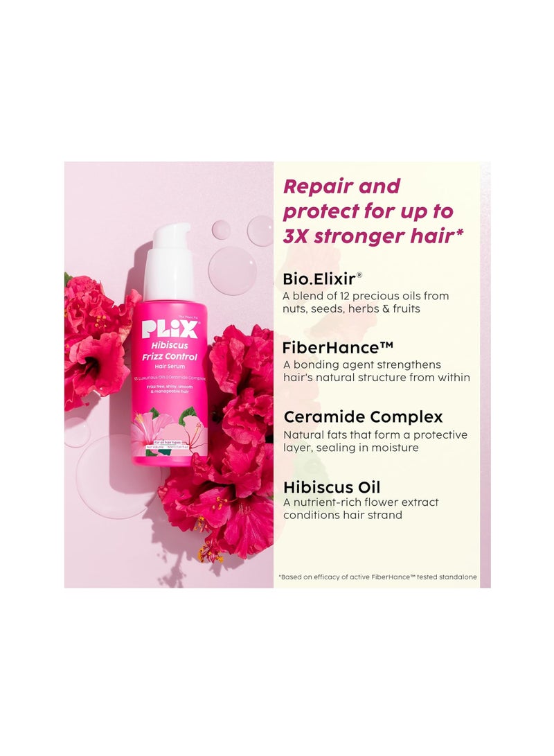 PLIX THE PLANT FIX Hibiscus Frizz Control Hair Serum Protects & Smoothes, Dry, Flyaway & Frizzy Hair, With 13 Nourishing Oils 3x Strength with Fiberhance 50ml - Image 4