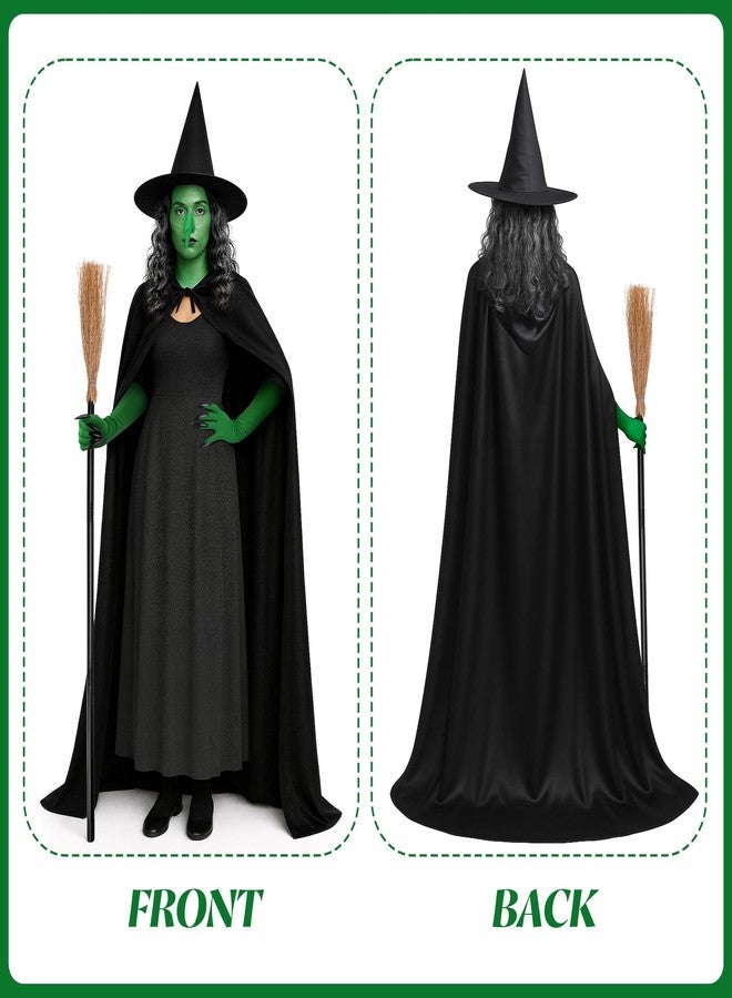 Shupakul 7 Pcs Halloween Green Nose Witch Costumes Set,Old Witch Costume with Broom,Halloween Witches Costume for Women Cosplay Props Party Outfits - Image 4