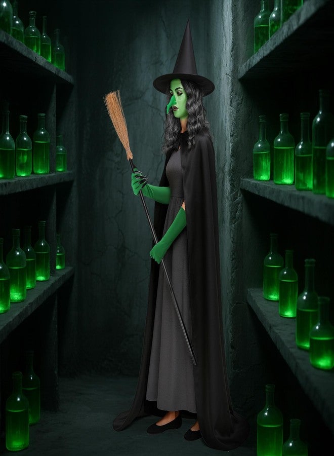 Shupakul 7 Pcs Halloween Green Nose Witch Costumes Set,Old Witch Costume with Broom,Halloween Witches Costume for Women Cosplay Props Party Outfits - Image 5