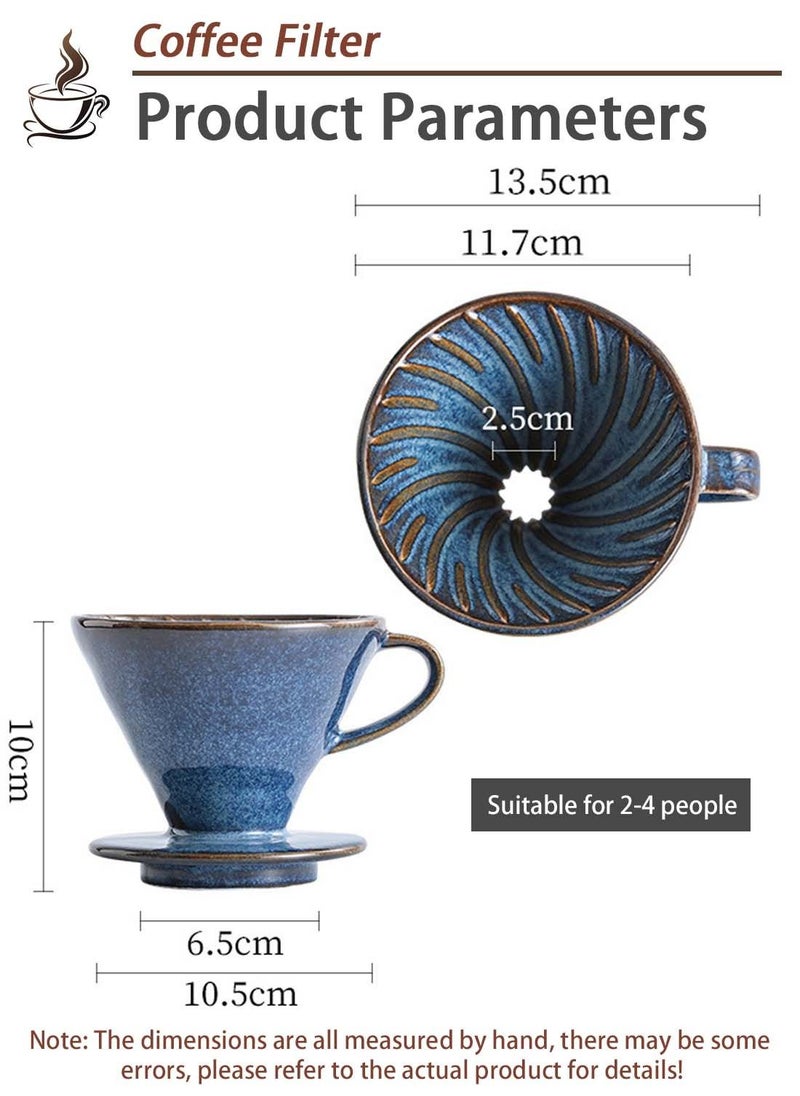 EqiEch Retro V60 Ceramic Coffee Dripper Handmade Kiln Glazed (1-4 Cups) Pour Over Coffee Maker Slow Brewing Filter Size 02 for Home Office Cafe&Restaurant  - Image 5