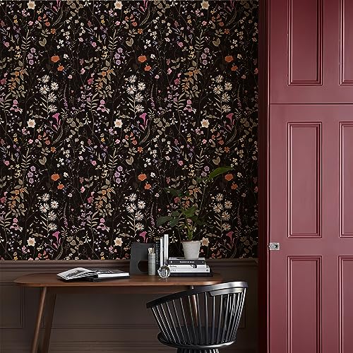 JiffDiff Floral Wallpaper Peel and Stick- 473" x 17.3" Farm Wildwood Daisy Flower Wall Paper Stick On Wallpaper Dark Floral Self Adhesive Contact Paper (Timeless) - Image 4