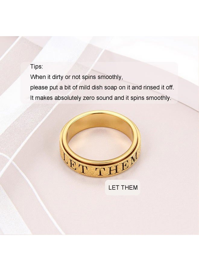 OreilleStar Fidget Toys Adults Anxiety Ring for Women: Fidget Spinner Cute Let Them Symbol Thumb Ring Stainless Steel Gold Silver Black Size 5 6 7 8 9 10 (Gold-LET Them, 6) - Image 5