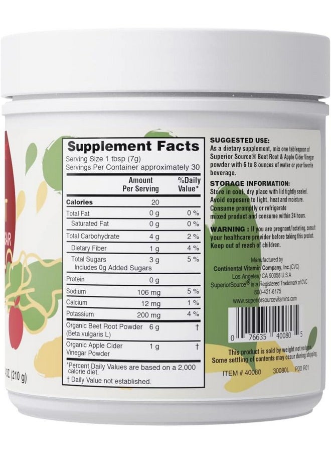 Superior Source Superior Source Organic Beet Root & Apple Cider Vinegar Powder - Nitric Oxide Booster - Supports Energy, Digestion & Heart Health - Non-GMO - 7.4 oz  - Image 2
