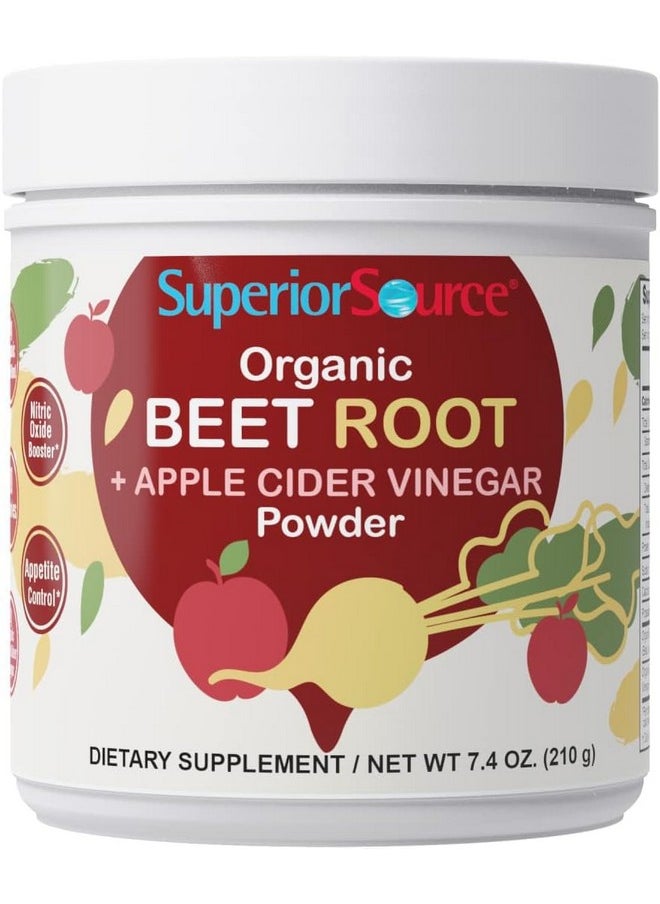 Superior Source Superior Source Organic Beet Root & Apple Cider Vinegar Powder - Nitric Oxide Booster - Supports Energy, Digestion & Heart Health - Non-GMO - 7.4 oz  - Image 1