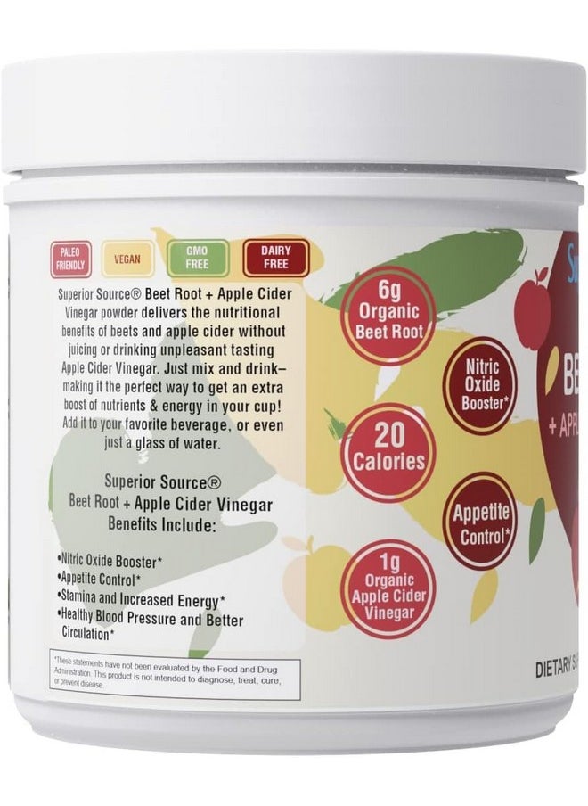 Superior Source Superior Source Organic Beet Root & Apple Cider Vinegar Powder - Nitric Oxide Booster - Supports Energy, Digestion & Heart Health - Non-GMO - 7.4 oz  - Image 3