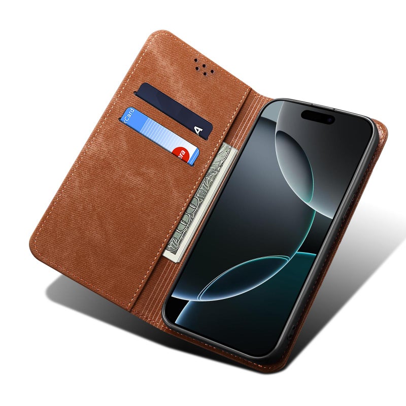 erorex For Motorola Edge 60 Pro Denim Texture Flip Leather Phone Case(Brown) - Image 5