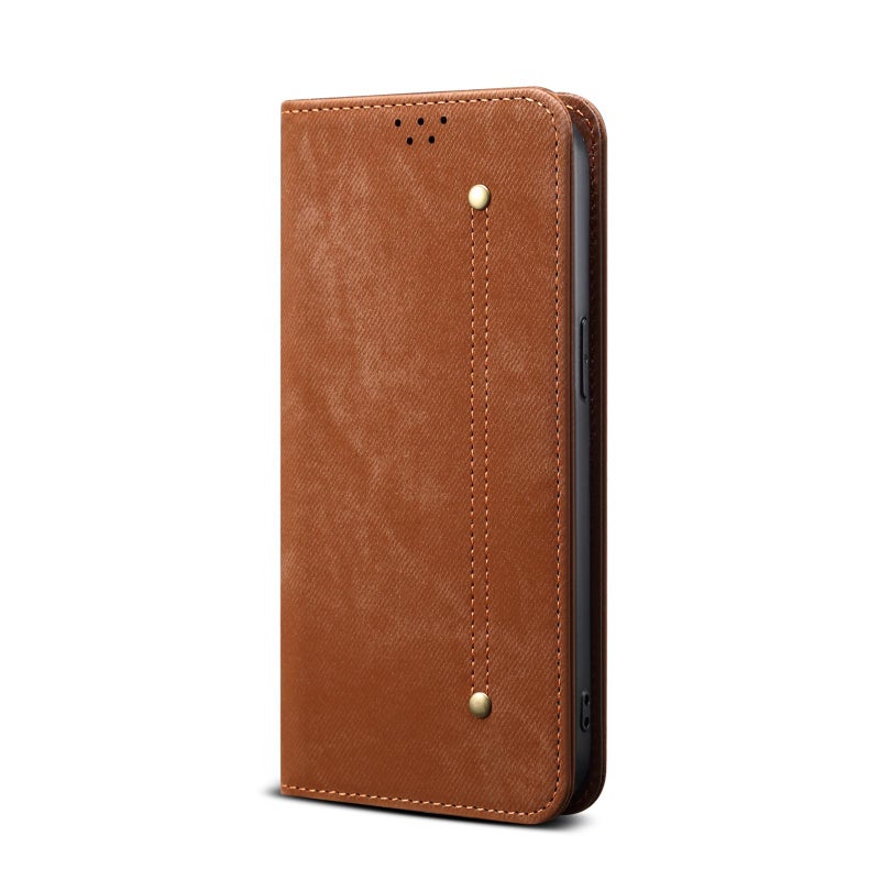 erorex For Motorola Edge 60 Pro Denim Texture Flip Leather Phone Case(Brown) - Image 2