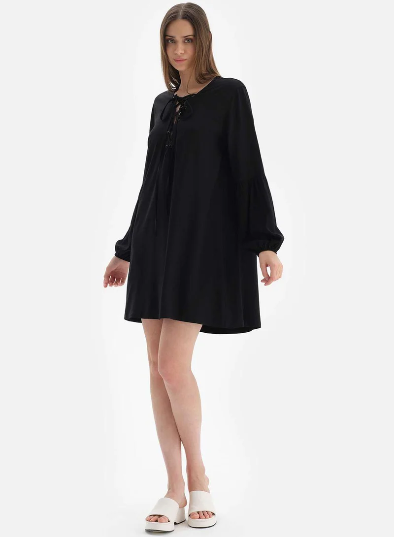 dagi Puff Sleeeve Tie Detail Beachwear Dress