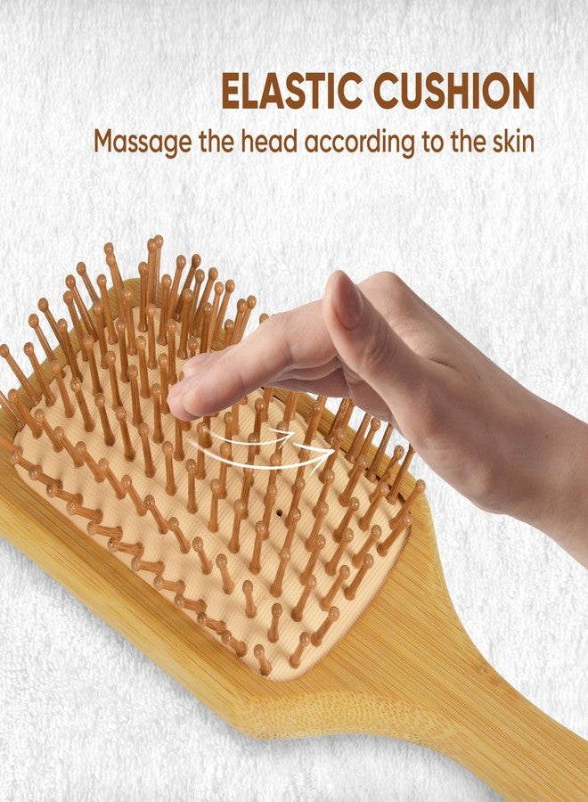 Zeyu Wooden Hair Brush | Wooden Comb with Bamboo Bristles | Paddle Comb for Women | Hair Brush for Men & Women | Paddle Comb for Men | Bamboo Brush (Rectangular.) - Image 3