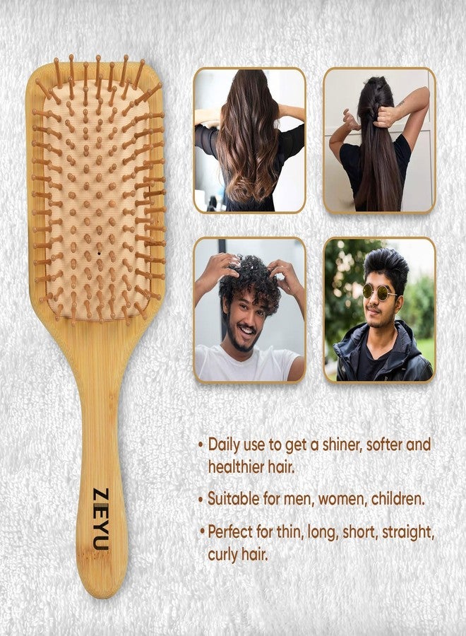 Zeyu Wooden Hair Brush | Wooden Comb with Bamboo Bristles | Paddle Comb for Women | Hair Brush for Men & Women | Paddle Comb for Men | Bamboo Brush (Rectangular.) - Image 5