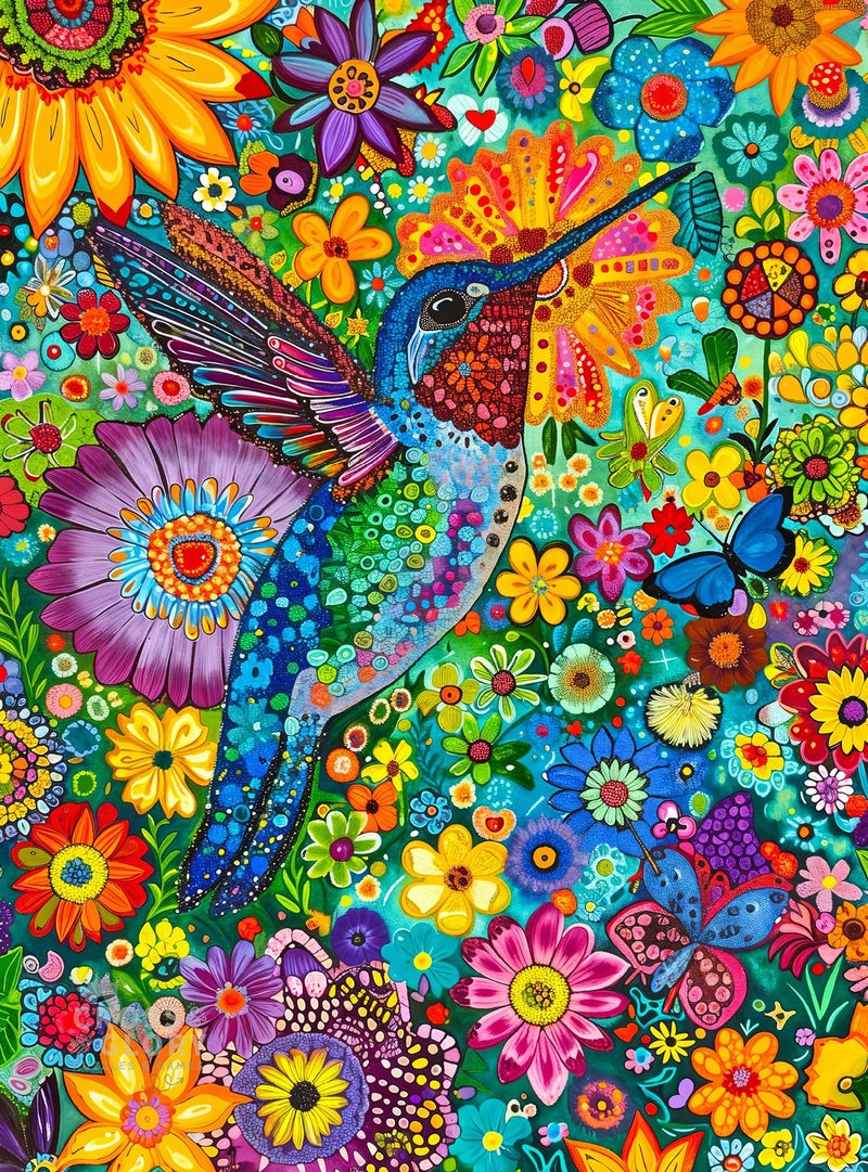 Cross & Glory Cross Glory 1000 Piece Jigsaw Puzzle for Adults The Hummingbird Affair Elegant Golden Hummingbird Garden Puzzle Vibrant Floral Artwork 20x27 Inches Flower Puzzle - Image 3
