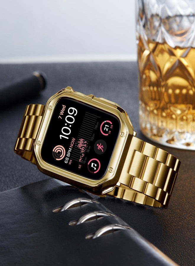 بينلون سوار BINLUN متوافق مع ساعة Apple Watch مقاس 40 مم و38 مم و41 مم، مصنوع من الفولاذ، مع غطاء TPU، متوافق مع سلسلة iWatch SE/SE2/9/8/7/6/5/4/3/2/1 للرجال والنساء (ذهبي، 38 مم/40 مم/41 مم) - Image 5
