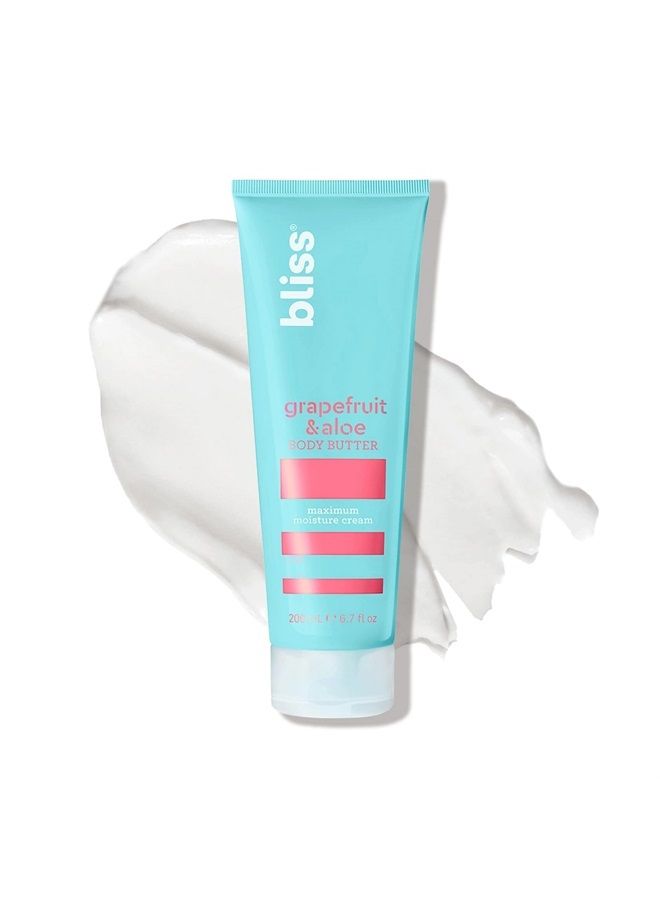 BLISS Body Butter - Grapefruit and Aloe - Maximum Moisture Cream - 6.7 Fl Oz - Body Lotion for Dry Skin - Long-Lasting Moisturizer for Women & Men - Vegan and Cruelty-Free - Image 1