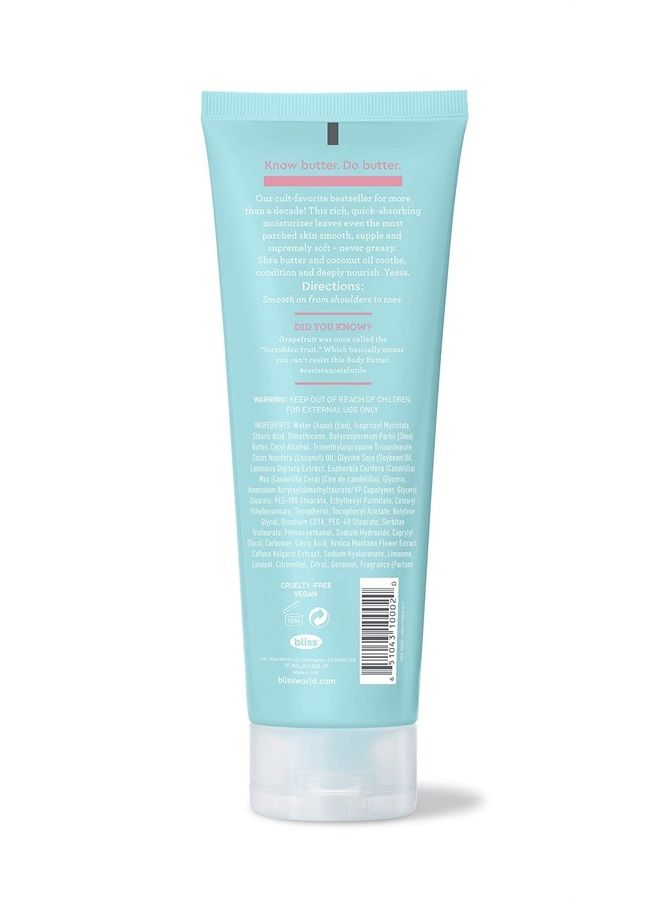 BLISS Body Butter - Grapefruit and Aloe - Maximum Moisture Cream - 6.7 Fl Oz - Body Lotion for Dry Skin - Long-Lasting Moisturizer for Women & Men - Vegan and Cruelty-Free - Image 3