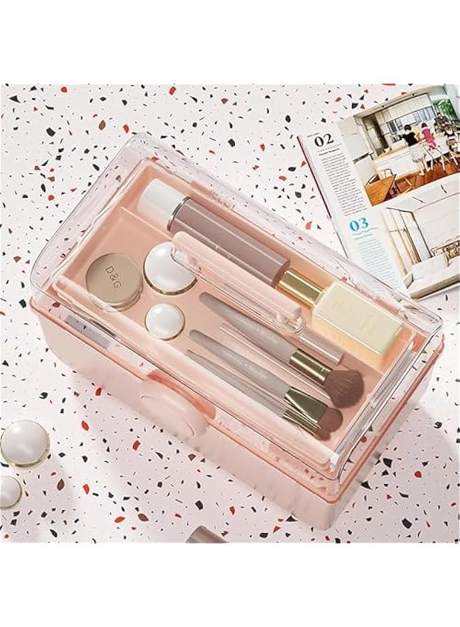 HOOKOR Large Capacity Makeup Organizer with Transparent Visual Cover, Handle 3 Layers Portable Cosmetic Storage Box Easily Organize Your Cosmetics, Jewelry and Hair Accessories (White) - Image 4