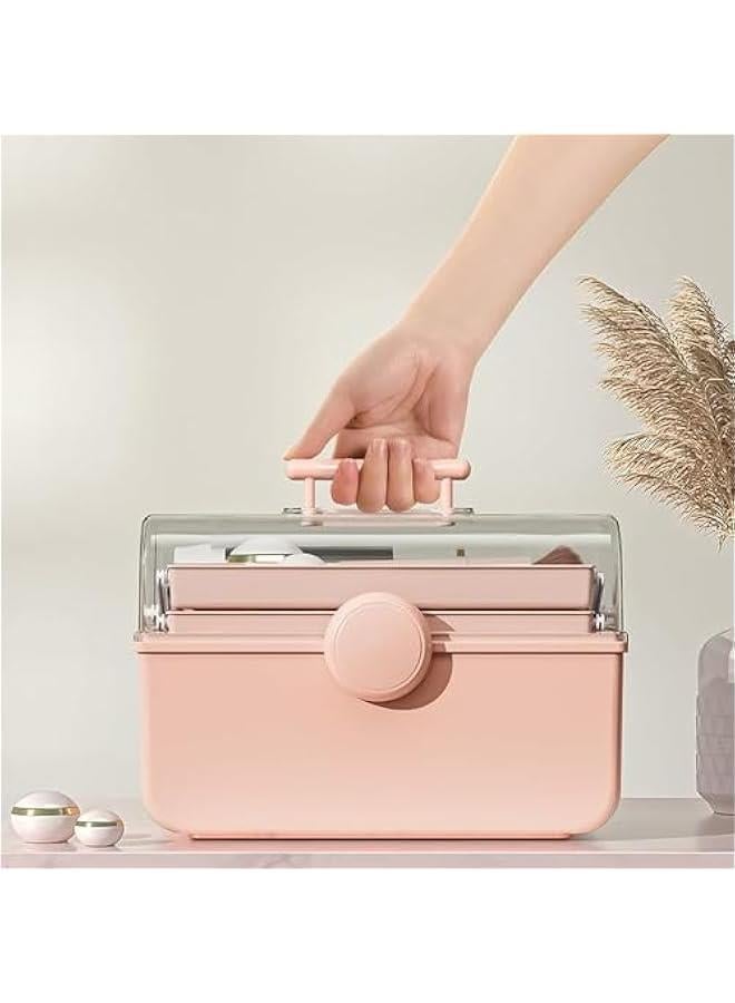 HOOKOR Large Capacity Makeup Organizer with Transparent Visual Cover, Handle 3 Layers Portable Cosmetic Storage Box Easily Organize Your Cosmetics, Jewelry and Hair Accessories (White) - Image 5