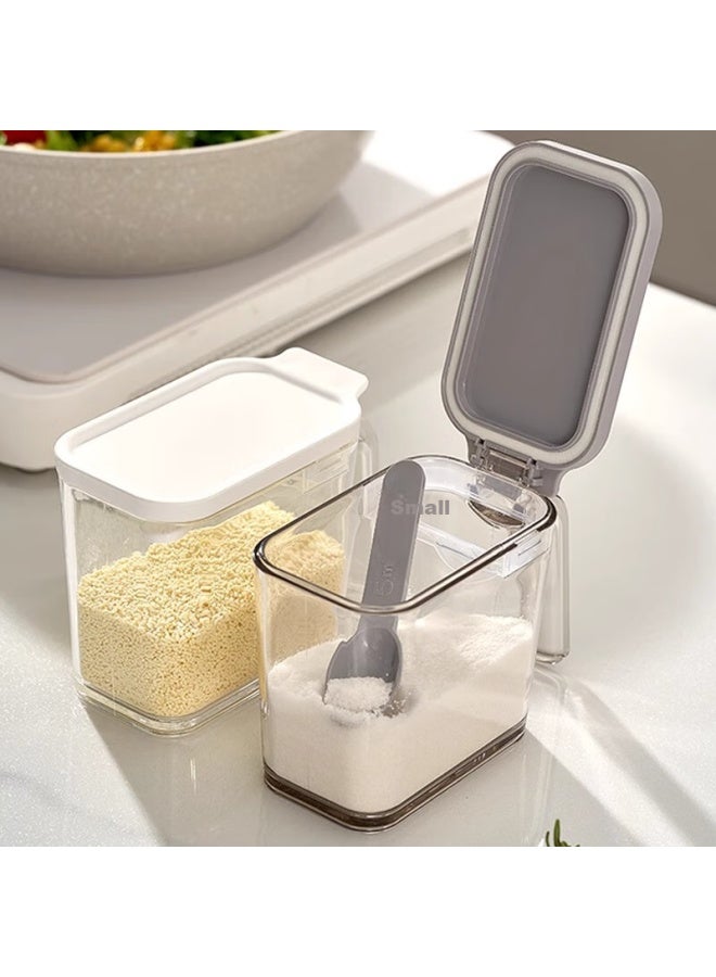 Asvel Style Seasoning Container, Household Plastic Spice Jar, Condiment Storage Box With Spoon, White, 480ml - Image 4